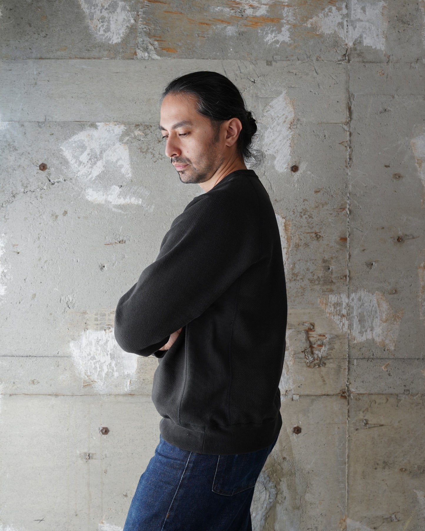 Pullover Crewneck - 701gsm Double Heavyweight French Terry - Sumi Black | Wonder Looper