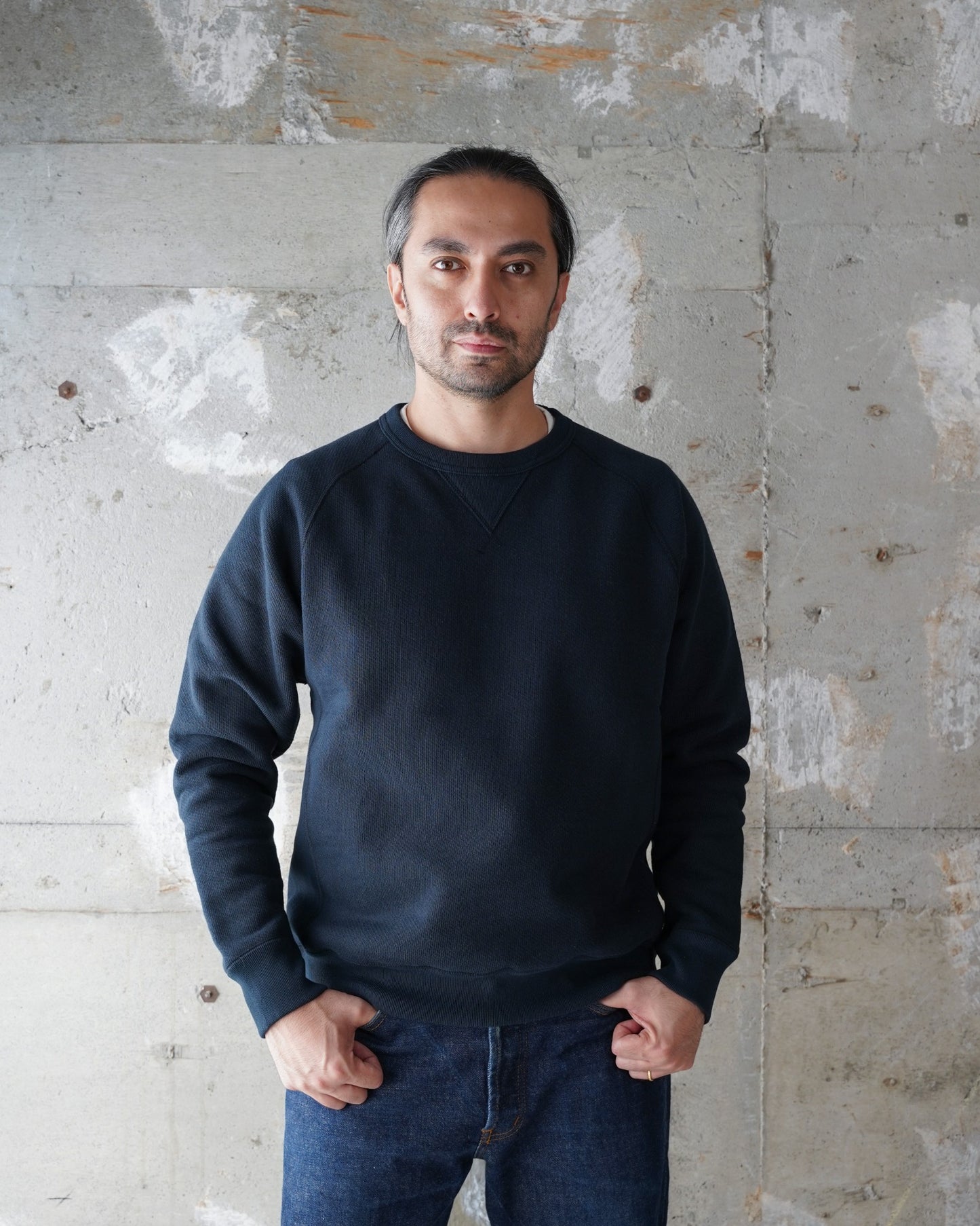 Pullover Crewneck - 701gsm Double Heavyweight French Terry - Navy | Wonder Looper