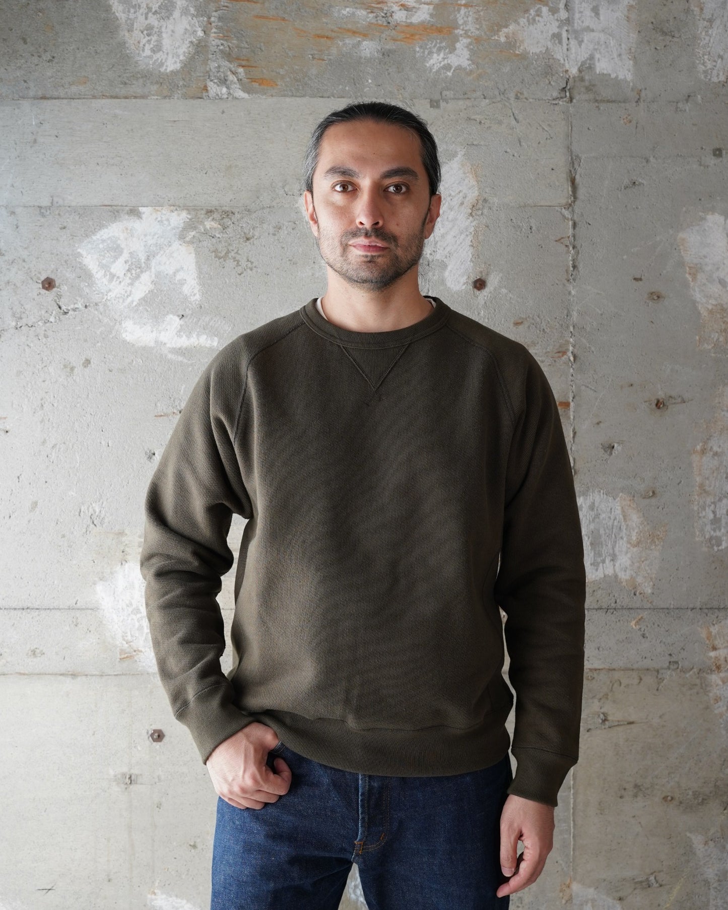 Pullover Crewneck - 701gsm Double Heavyweight French Terry - Khaki Green | Wonder Looper