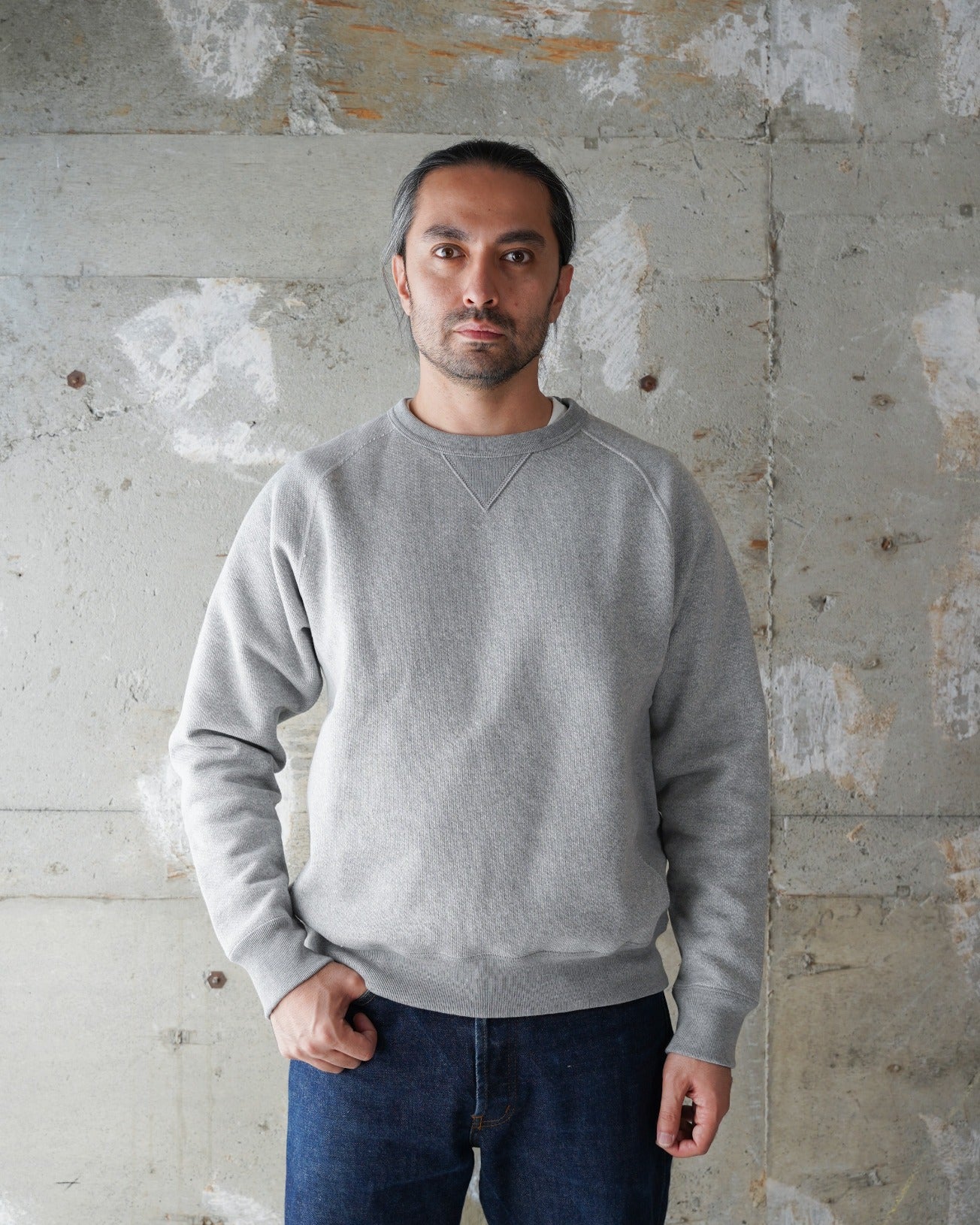 Pullover Crewneck - 701gsm Double Heavyweight French Terry - Heather Grey - | Wonder Looper
