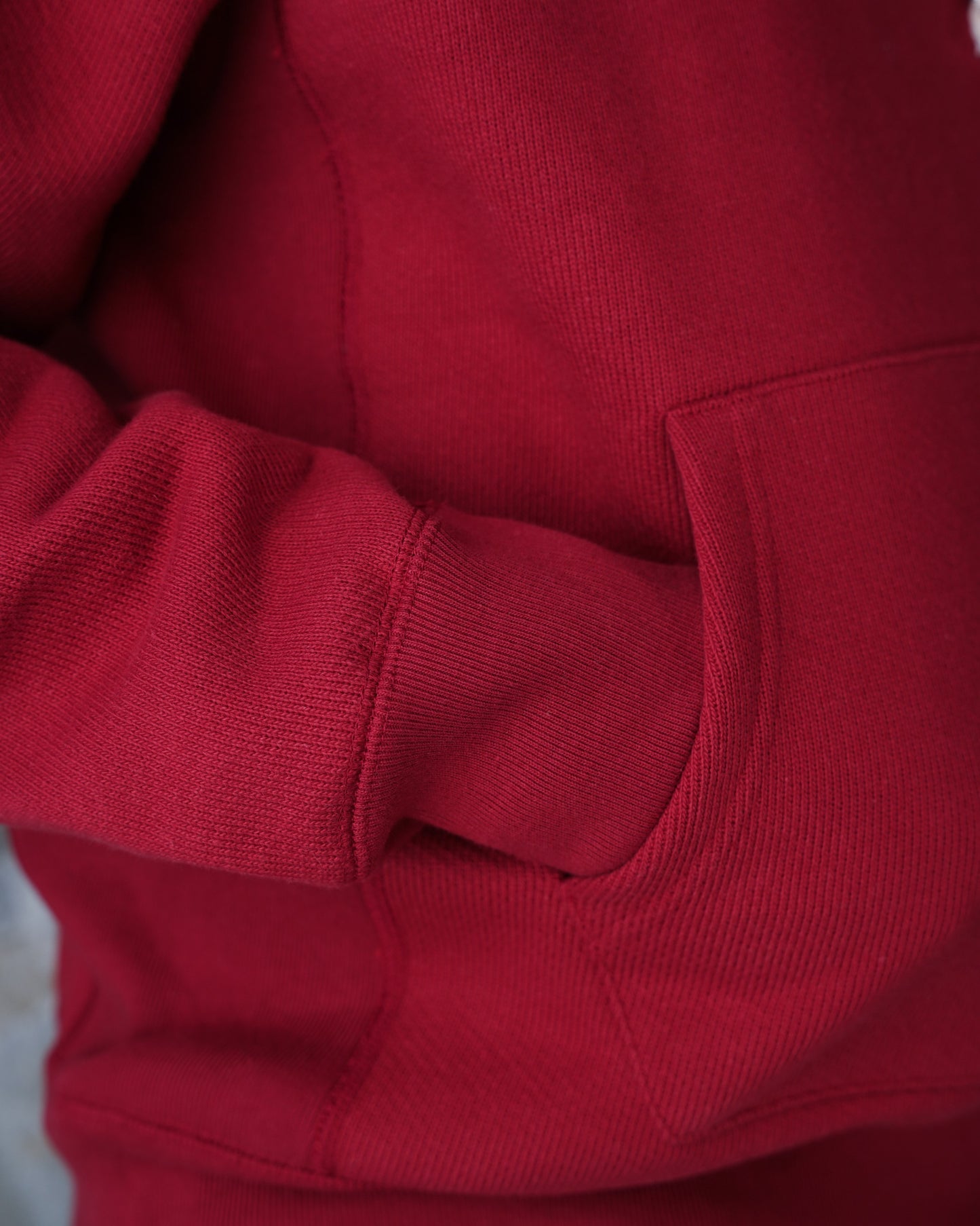 Pullover Hoodie - 701gsm Double Heavyweight French Terry - Red