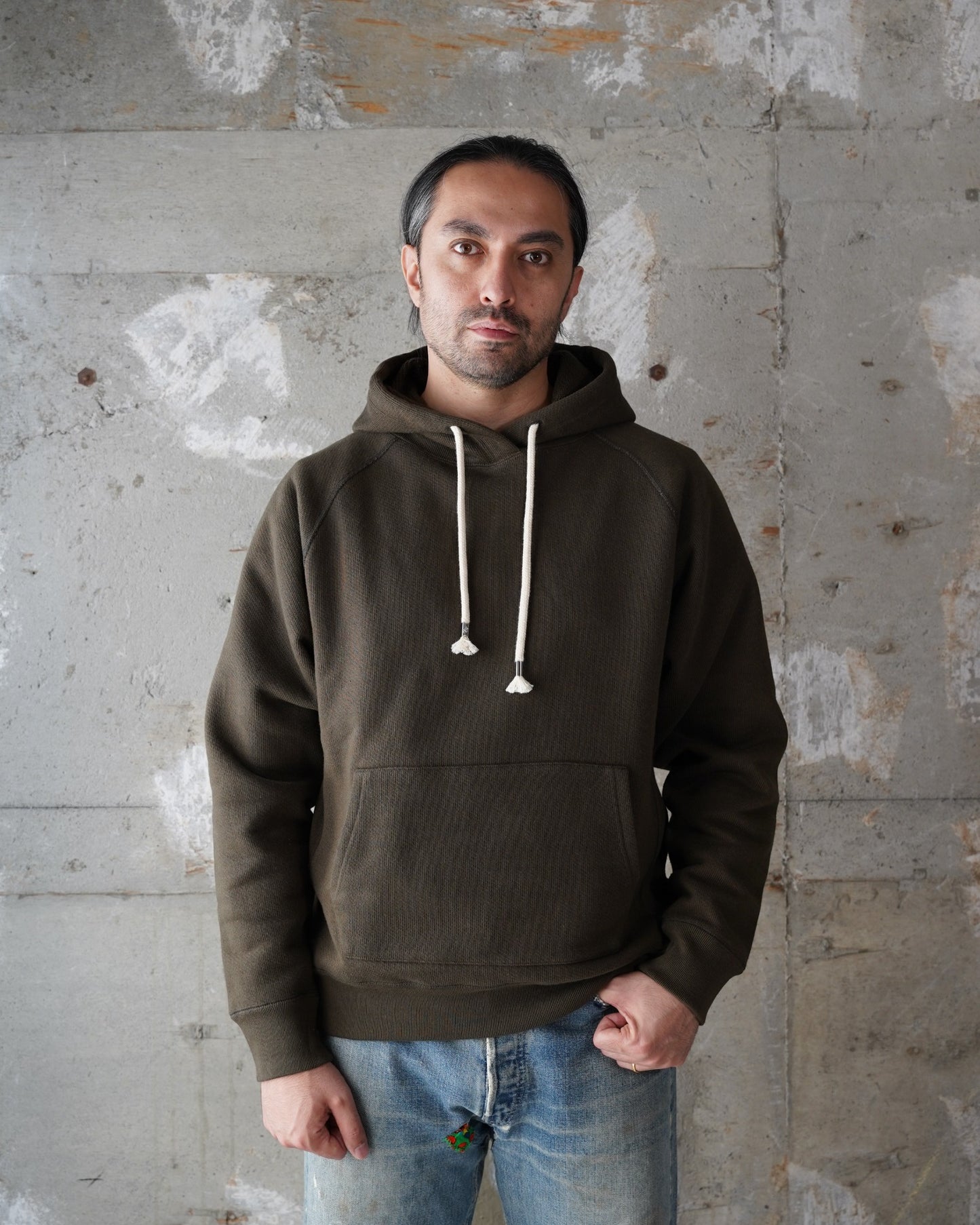 Pullover Hoodie - 701gsm Double Heavyweight French Terry - Khaki Green | Wonder Looper