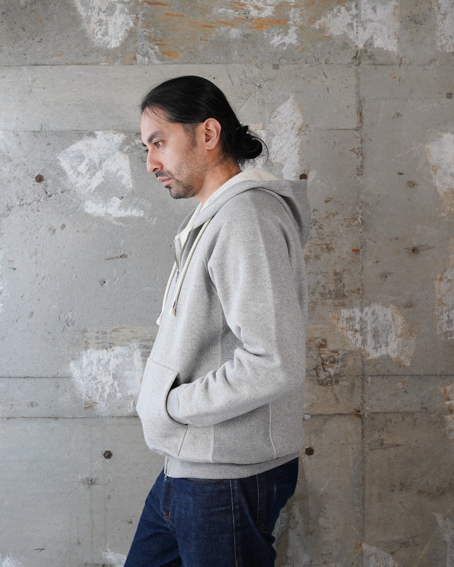 Zip Hoodie - 701gsm Double Heavyweight French Terry - Heather Grey