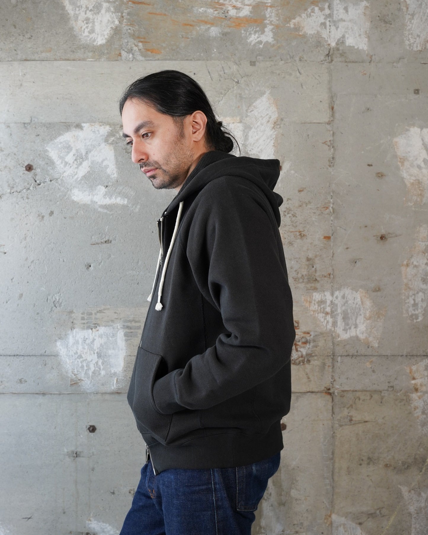 Zip Hoodie - 701gsm Double Heavyweight French Terry - Sumi Black