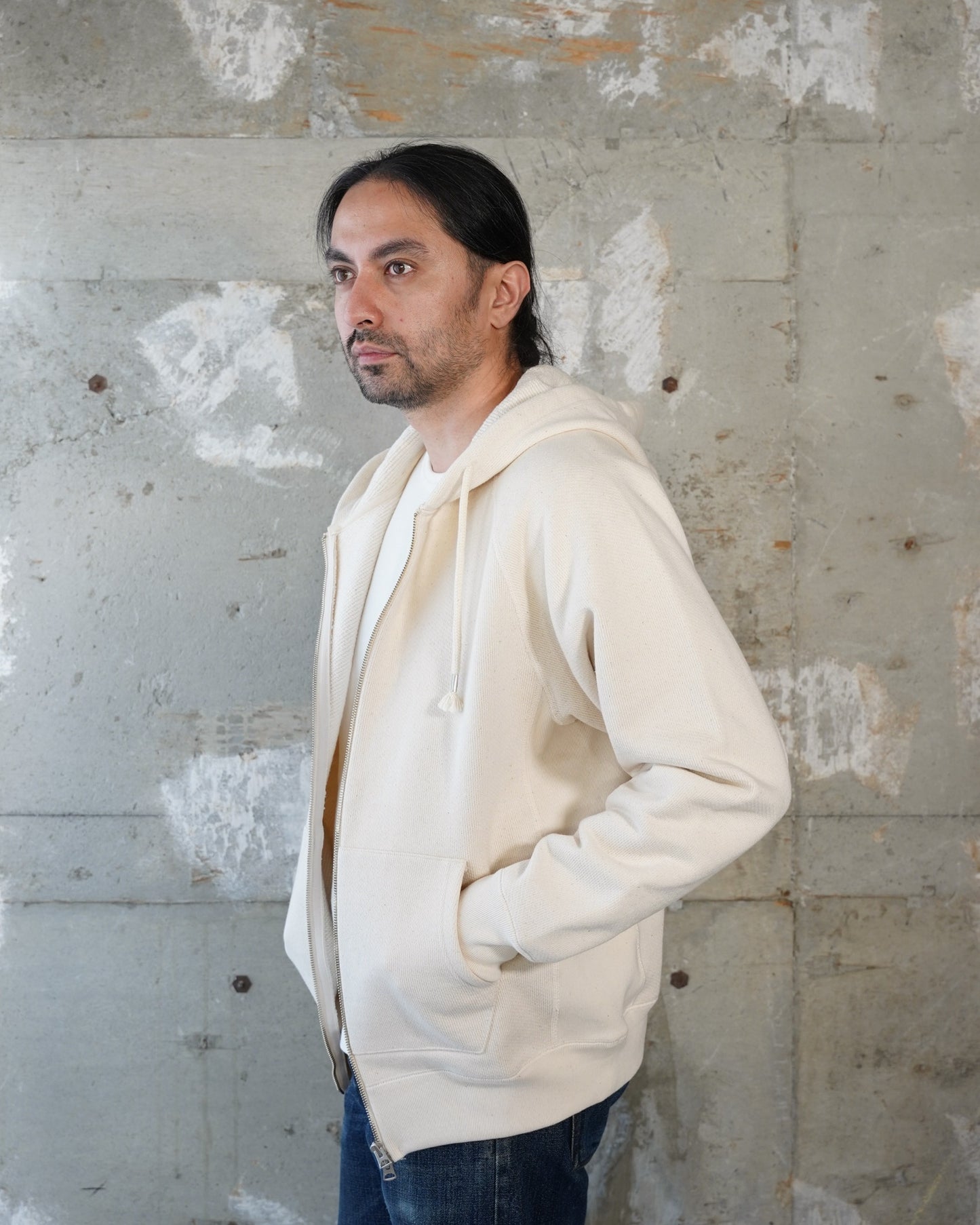 Zip Hoodie - 701gsm Double Heavyweight French Terry - Ecru