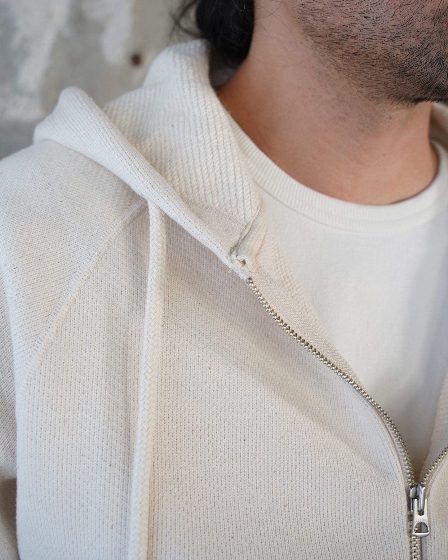 Zip Hoodie - 701gsm Double Heavyweight French Terry - Ecru