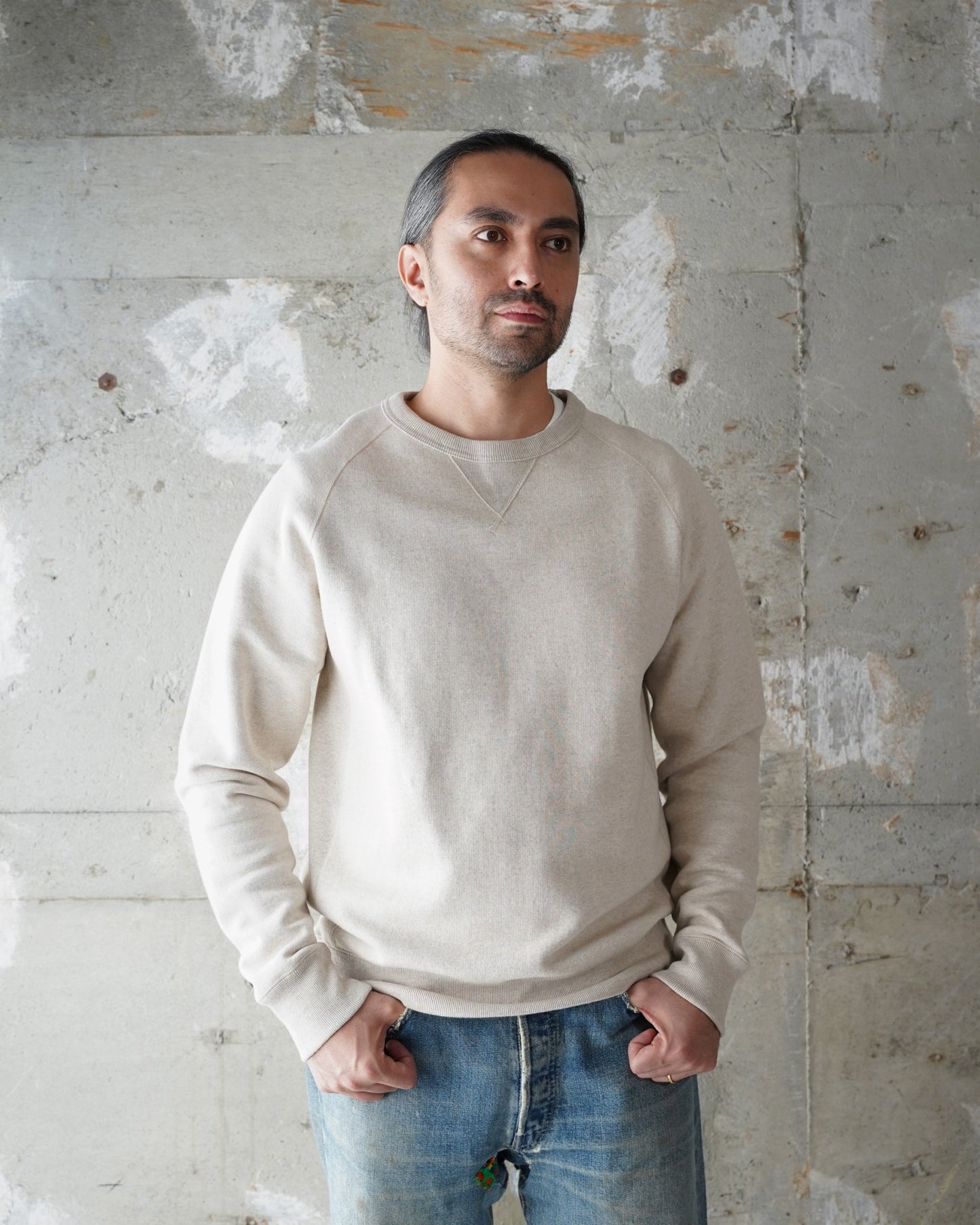 Pullover Crewneck - Fleeced Foxfibre® - Oatmeal