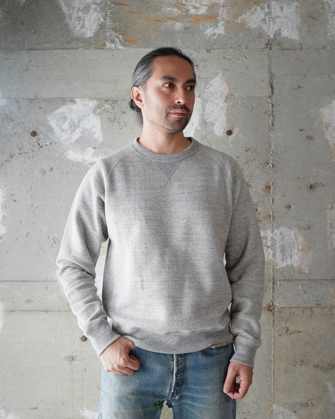 Pullover Crewneck - Fleeced Foxfibre® - Heather Grey