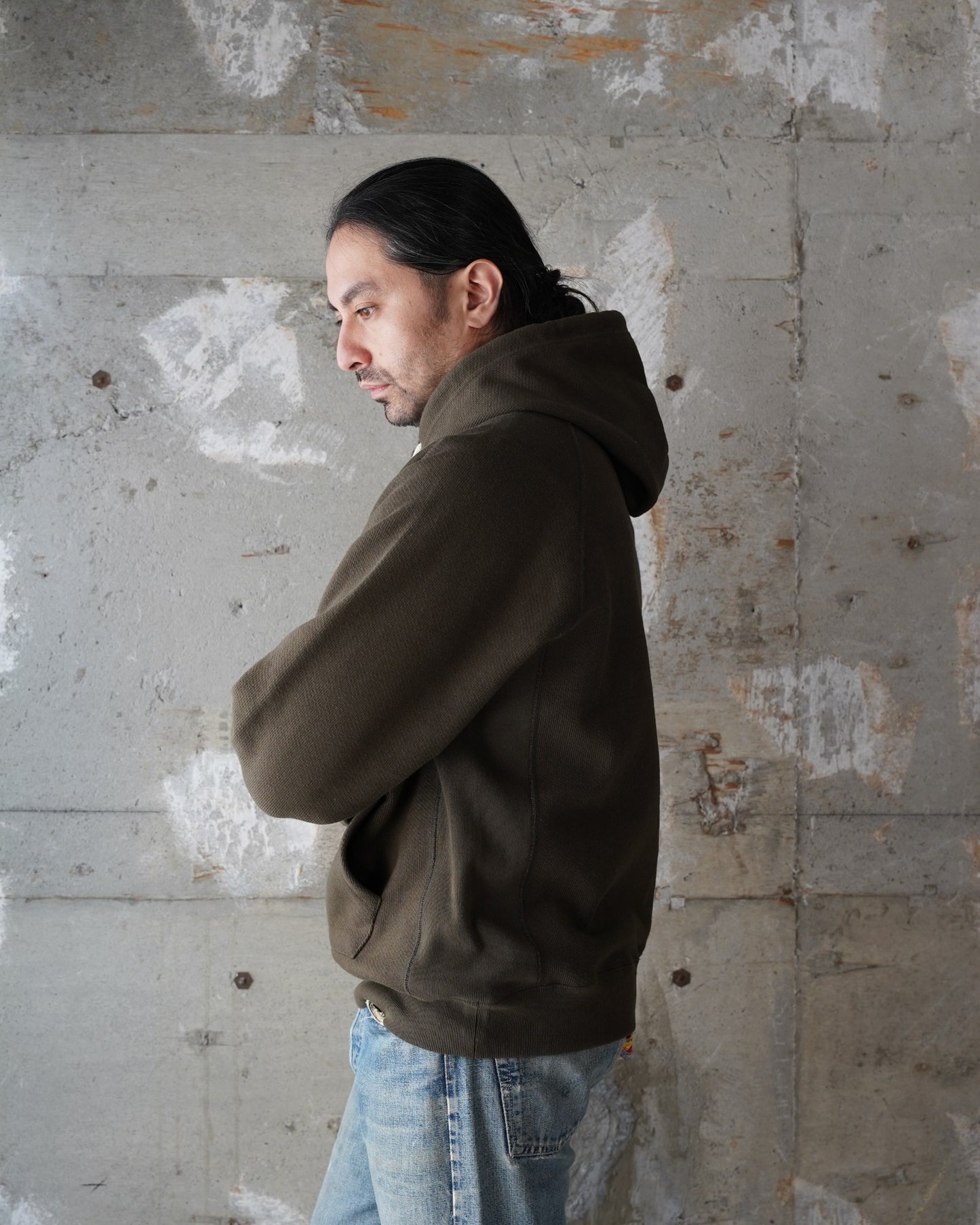 Pullover Hoodie - 701gsm Double Heavyweight French Terry - Khaki Green | Wonder Looper