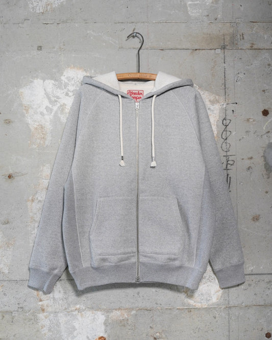 Zip Hoodie - Double Heavyweight French Terry - Heather Grey