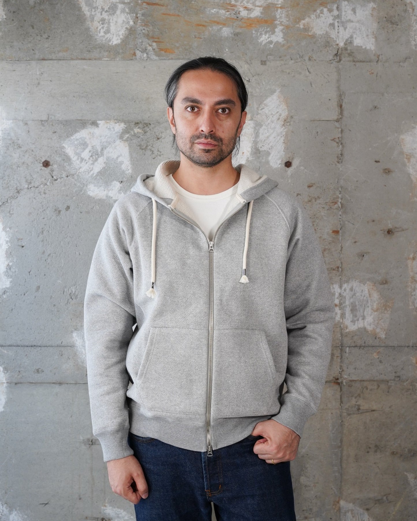 Zip Hoodie - 701gsm Double Heavyweight French Terry - Heather Grey