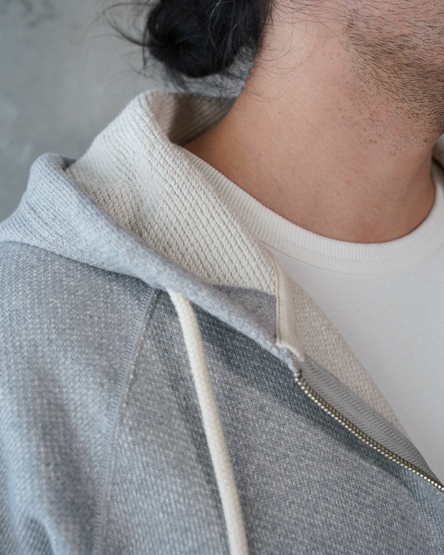 Zip Hoodie - Double Heavyweight French Terry - Heather Grey