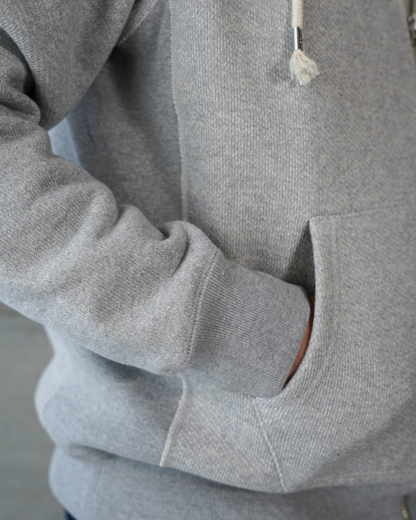 Zip Hoodie - Double Heavyweight French Terry - Heather Grey