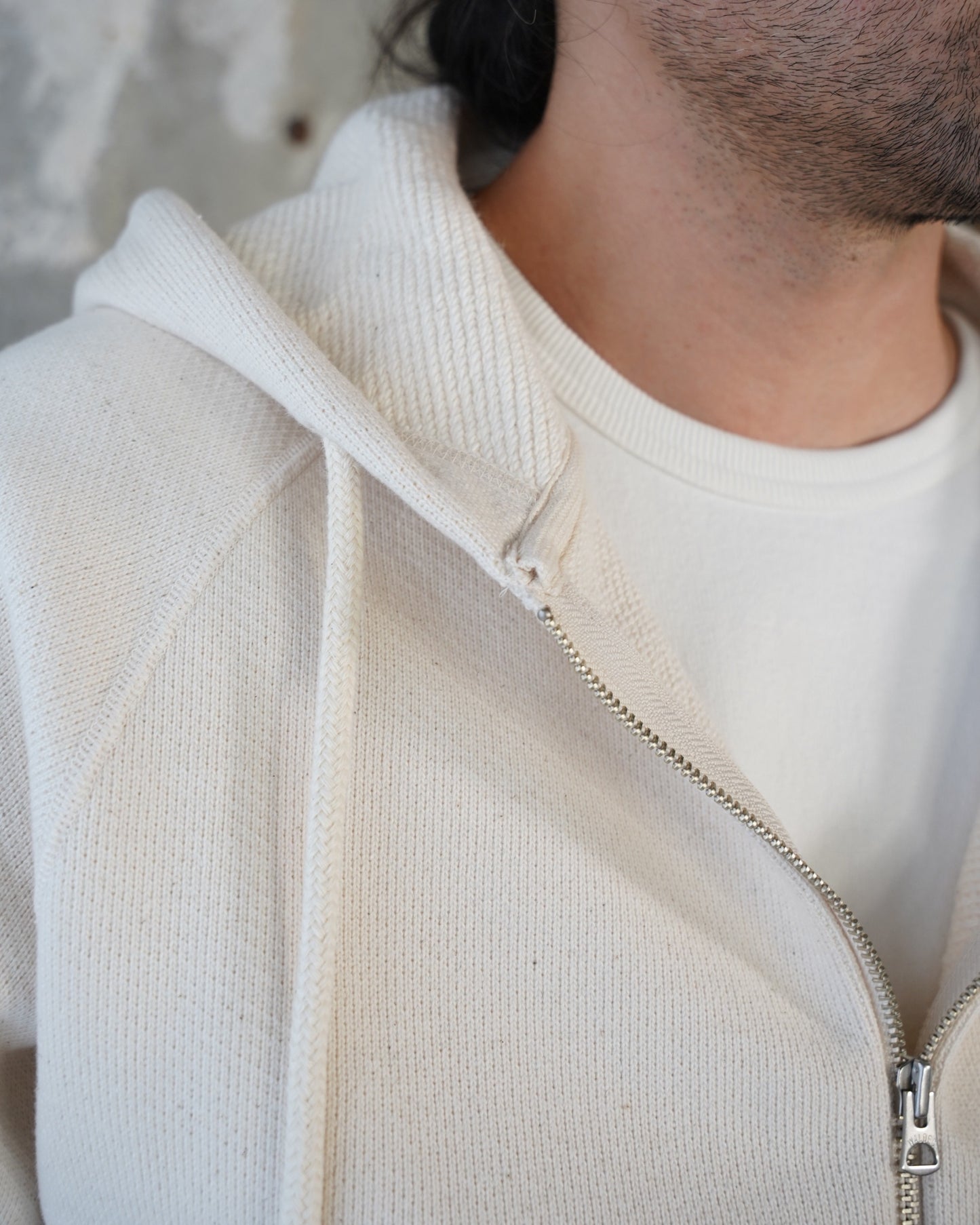 Zip Hoodie - Double Heavyweight French Terry - Ecru