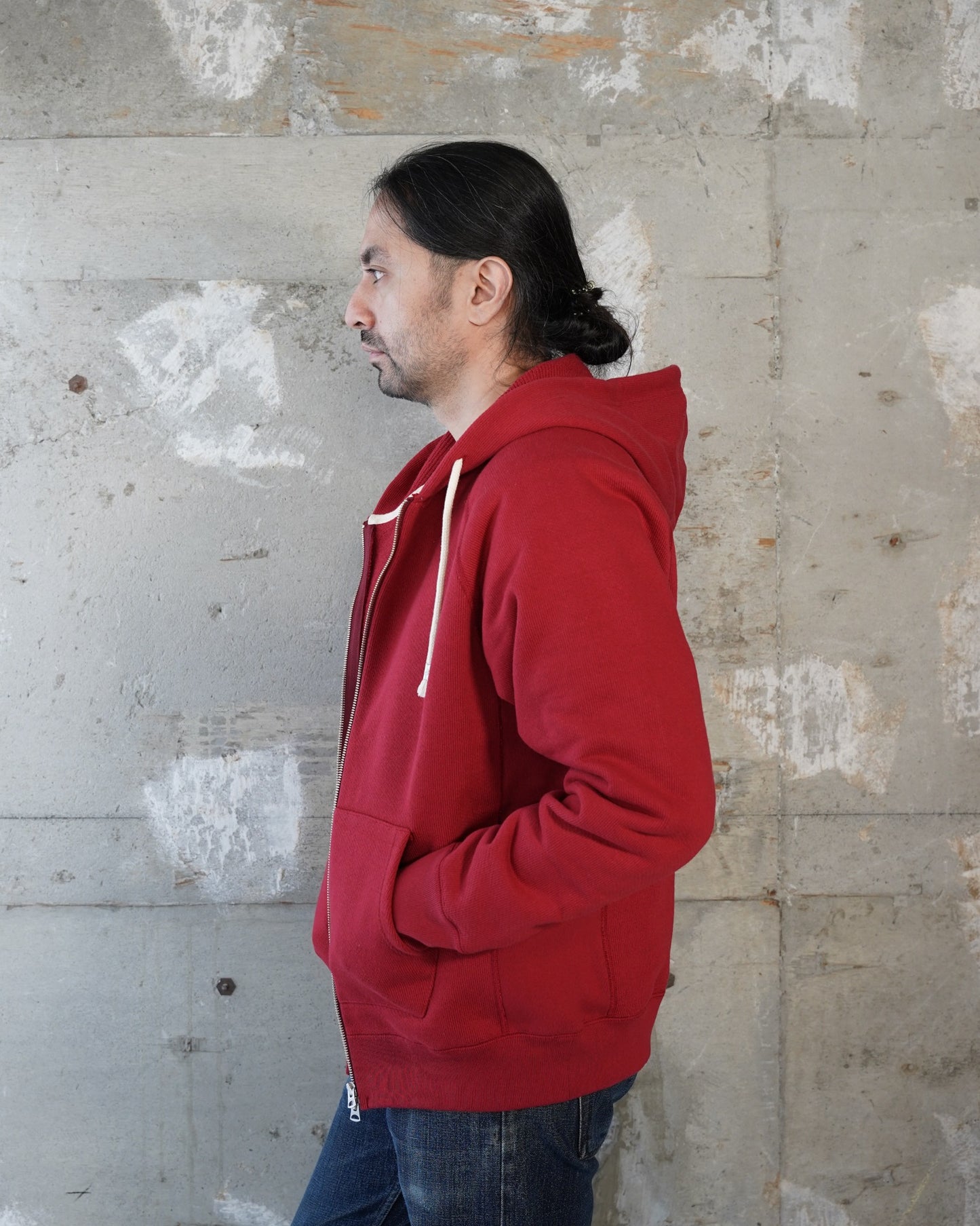 Zip Hoodie - Double Heavyweight French Terry - Red