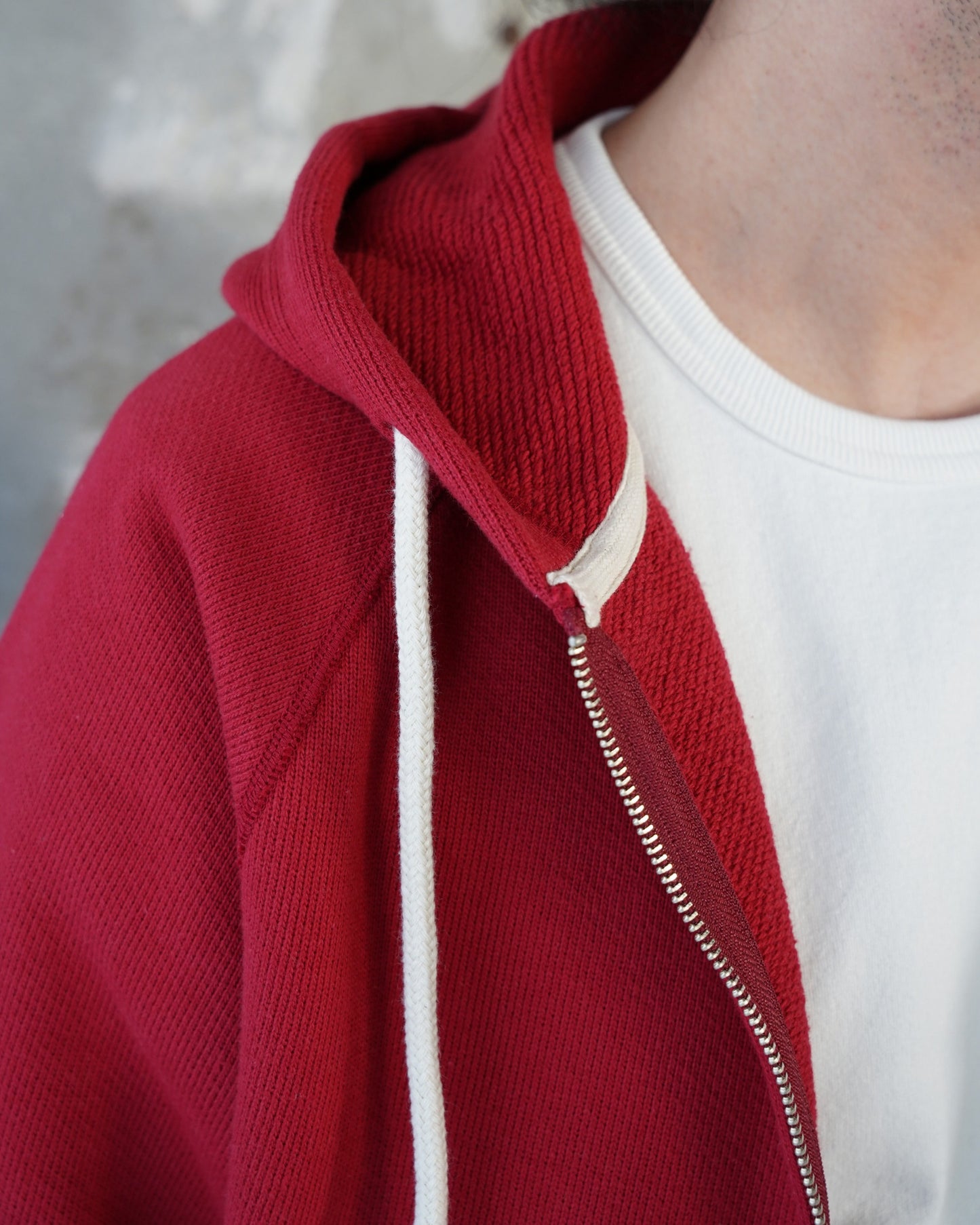 Zip Hoodie - Double Heavyweight French Terry - Red