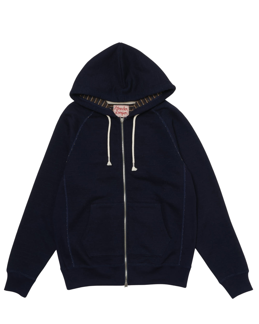 Zip Hoodie -  Real Indigo Blanket Striped French Terry