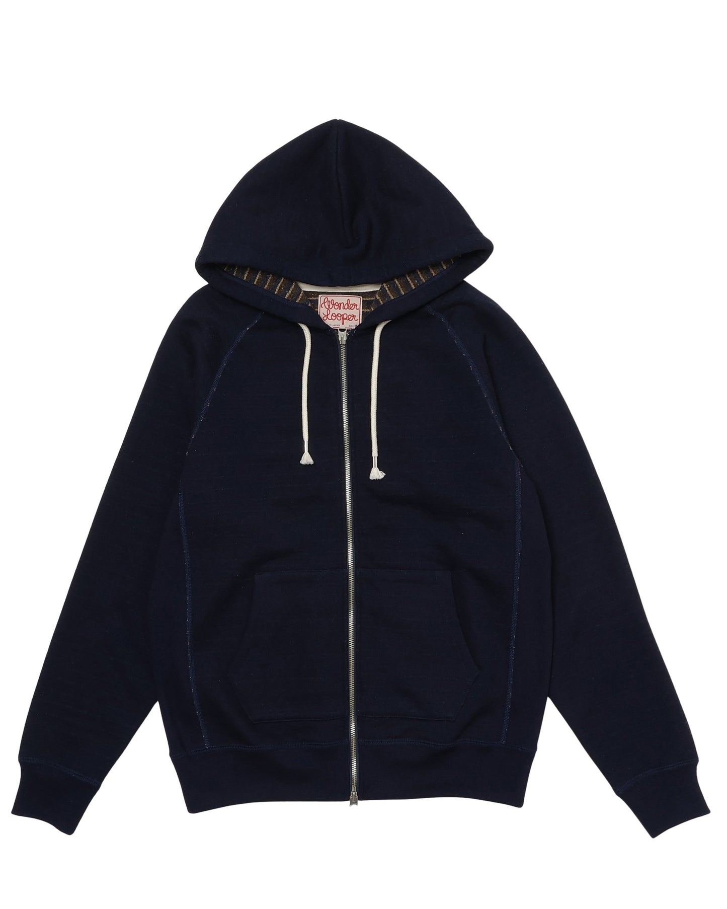 Zip Hoodie -  Real Indigo Blanket Striped French Terry