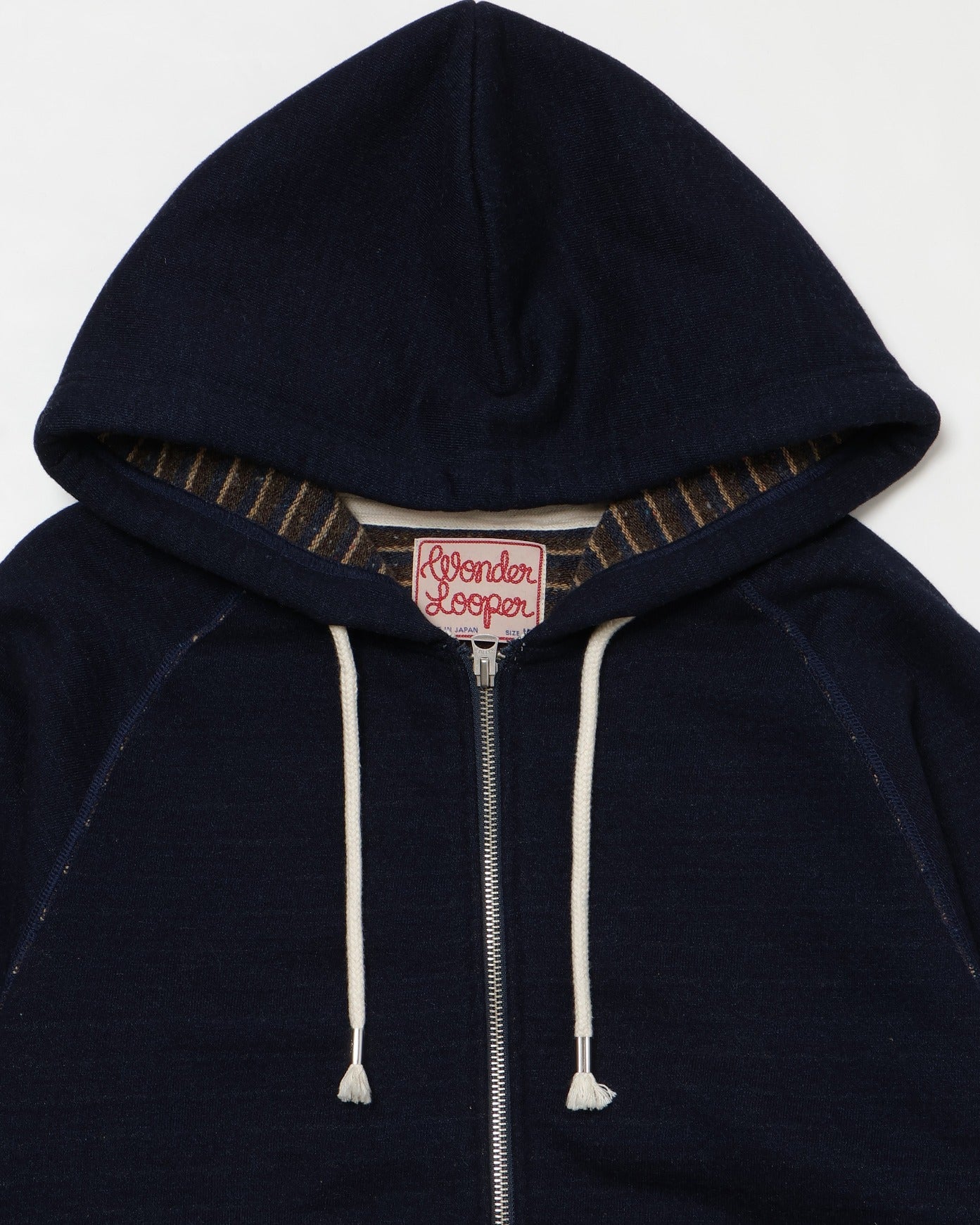 Zip Hoodie -  Real Indigo Blanket Striped French Terry