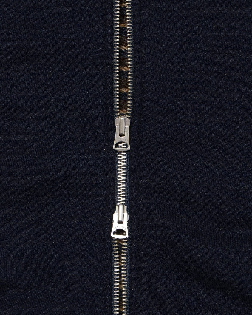 Zip Hoodie -  Real Indigo Blanket Striped French Terry