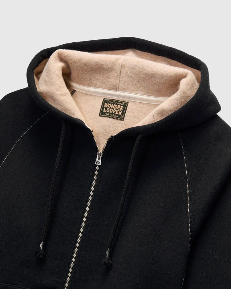 Zip Hoodie - Fleeced Foxfibre® - Black – Wonder Looper