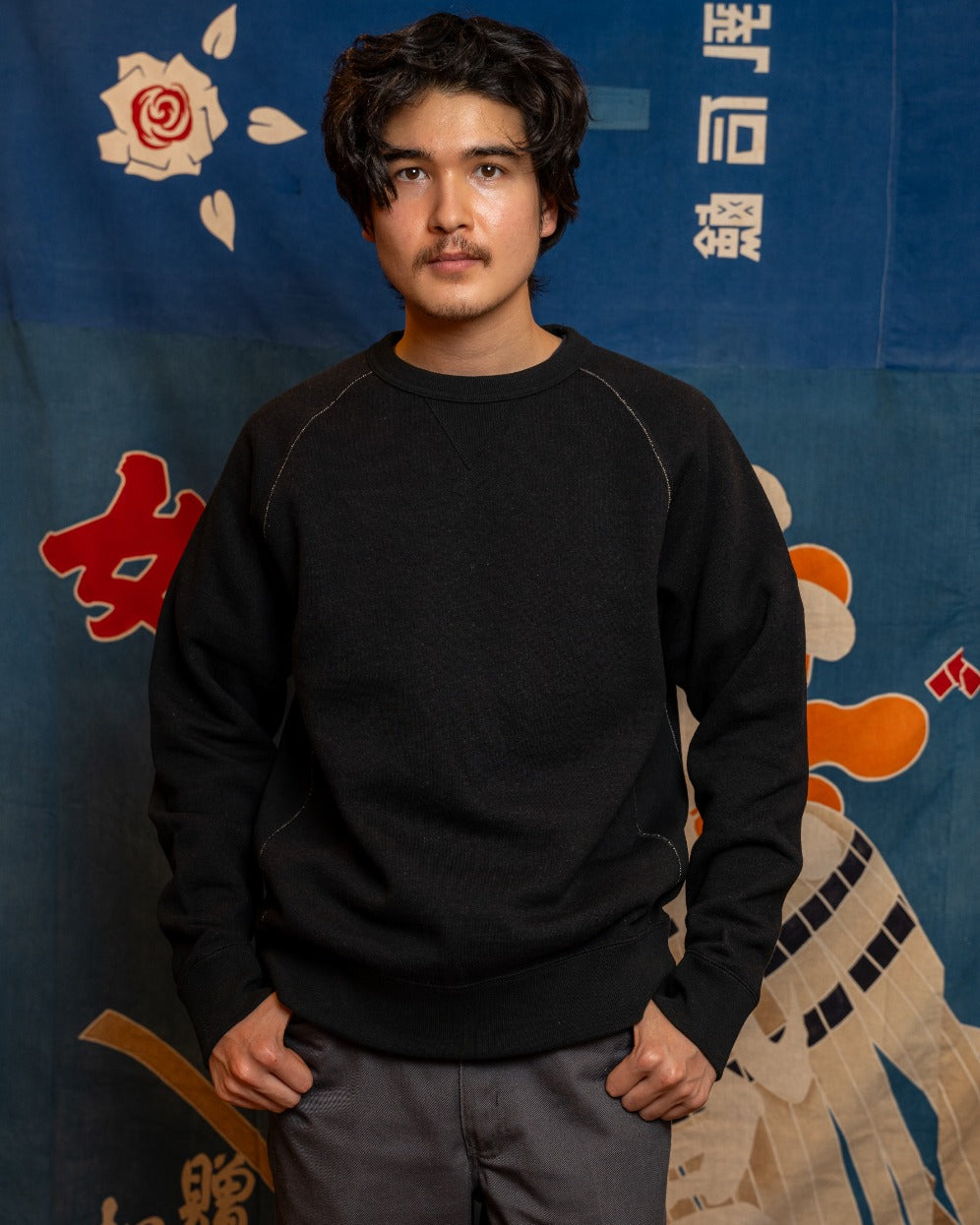 Pullover Crewneck - Fleeced Foxfibre® - Black