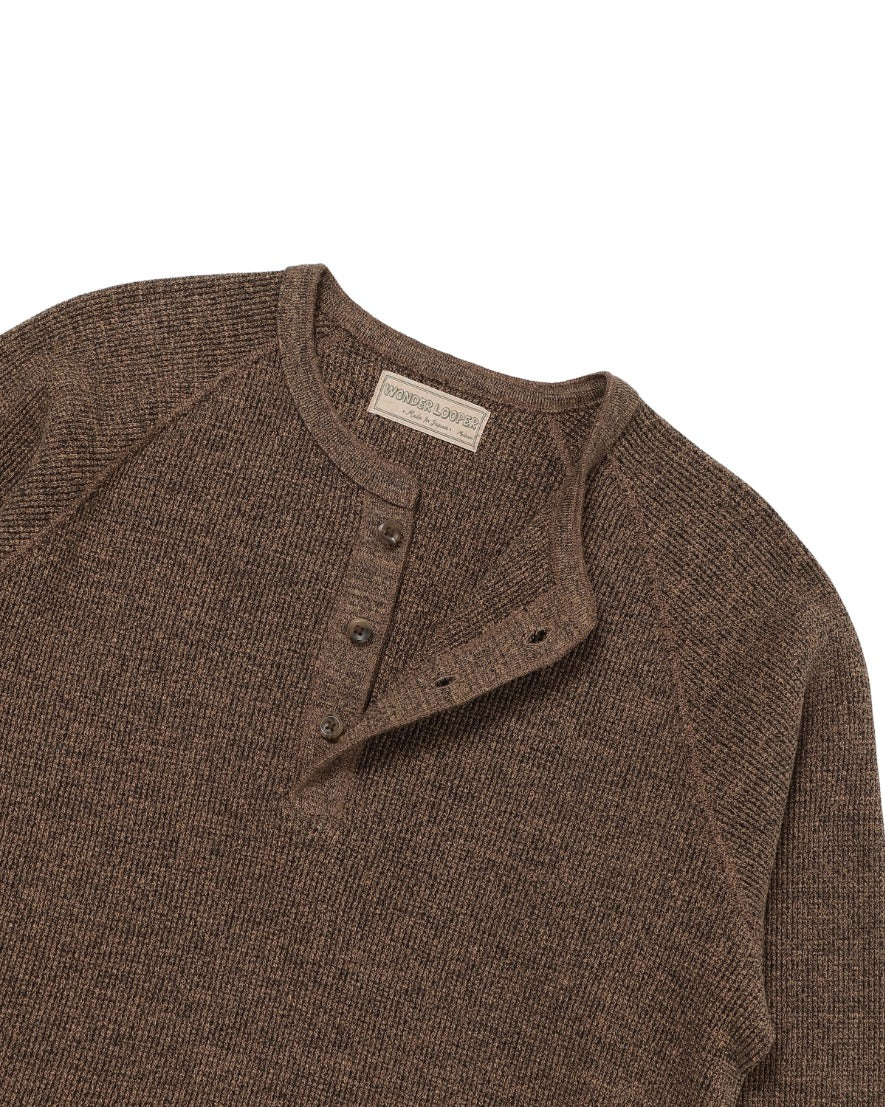 Henley - Grandrelle Foxfibre® Heavyweight Waffle - Coyote 80 x Black