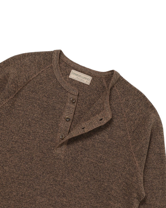 Henley - Grandrelle Foxfibre® Heavyweight Waffle - Coyote 80 x Black