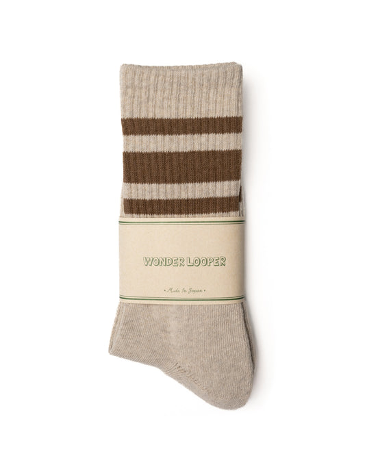Recycled Cotton Foxfibre® Ringer Socks - Stone