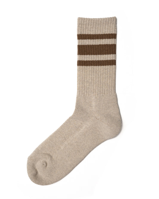 Recycled Cotton Foxfibre® Ringer Socks - Stone