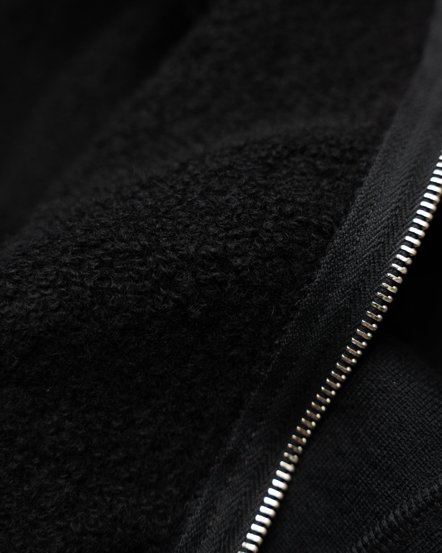 Zip Hoodie - Pure Cashmere Tsuriami French Terry - Black