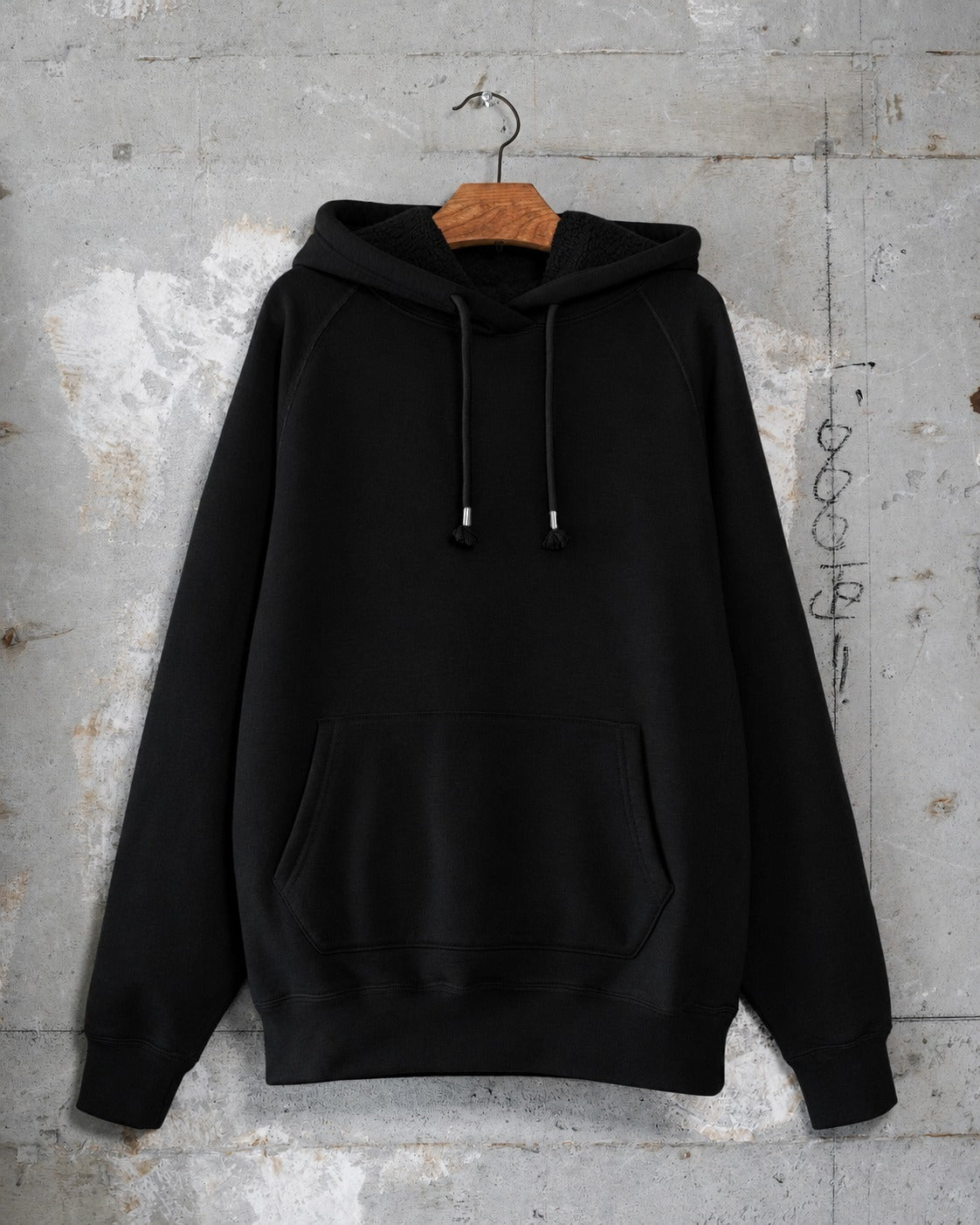 Pullover Hoodie - Pure Cashmere Tsuriami French Terry - Black
