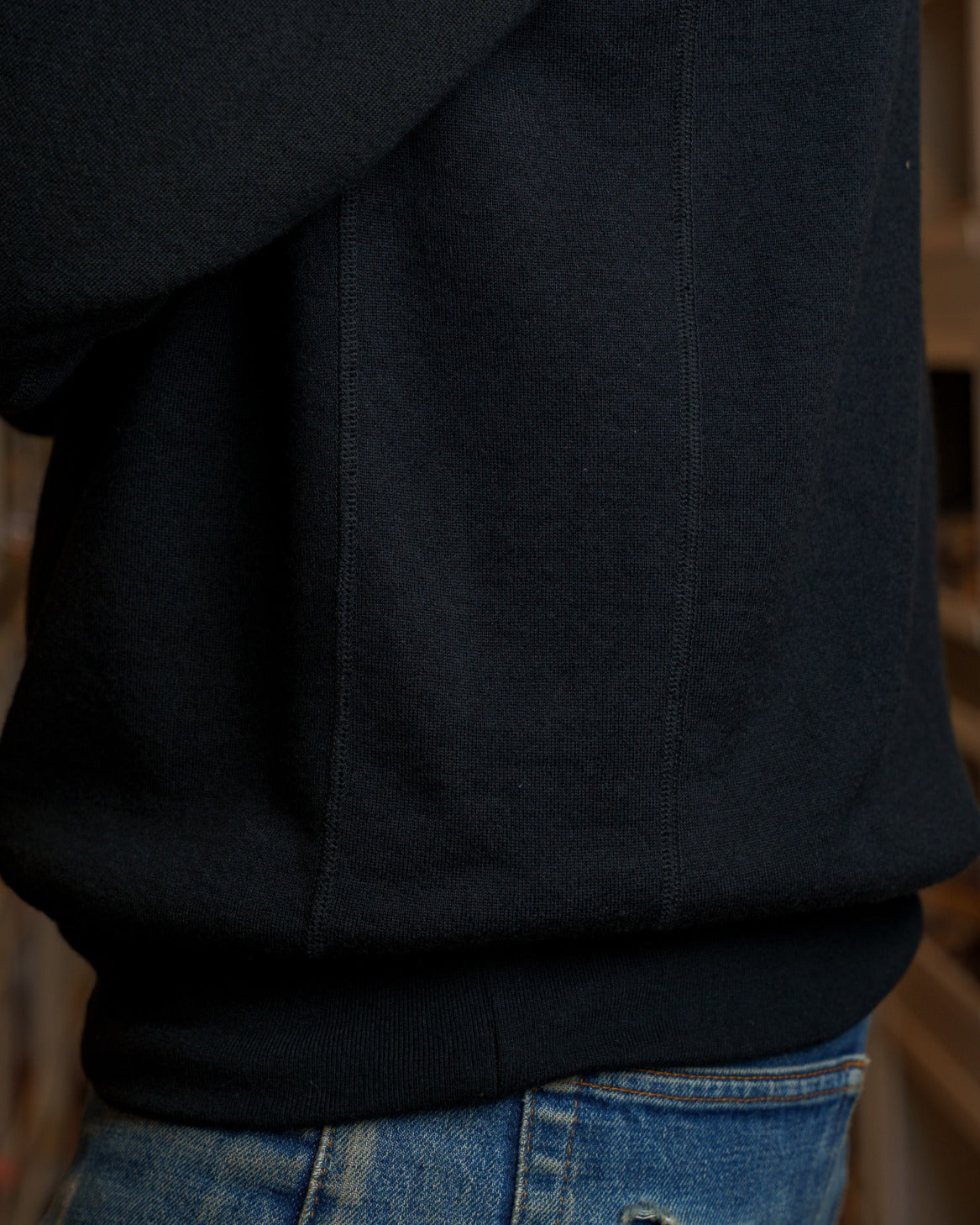 Pullover Hoodie - Pure Cashmere Tsuriami French Terry - Black