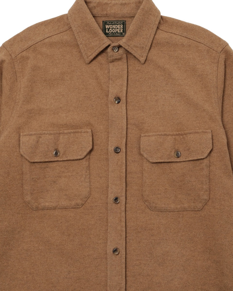 Field Shirt - Foxfibre® Yak Blend Knit Flannel - Tobacco