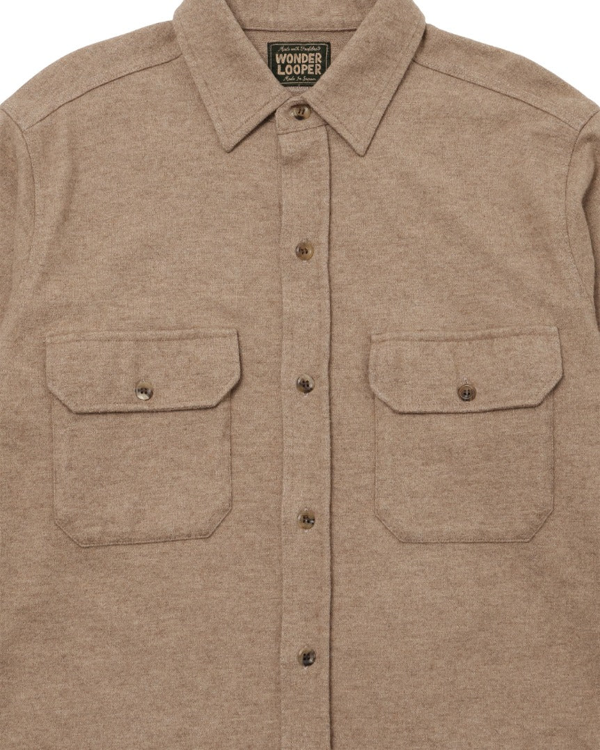 Field Shirt - Foxfibre® Yak Blend Knit Flannel - Tobacco